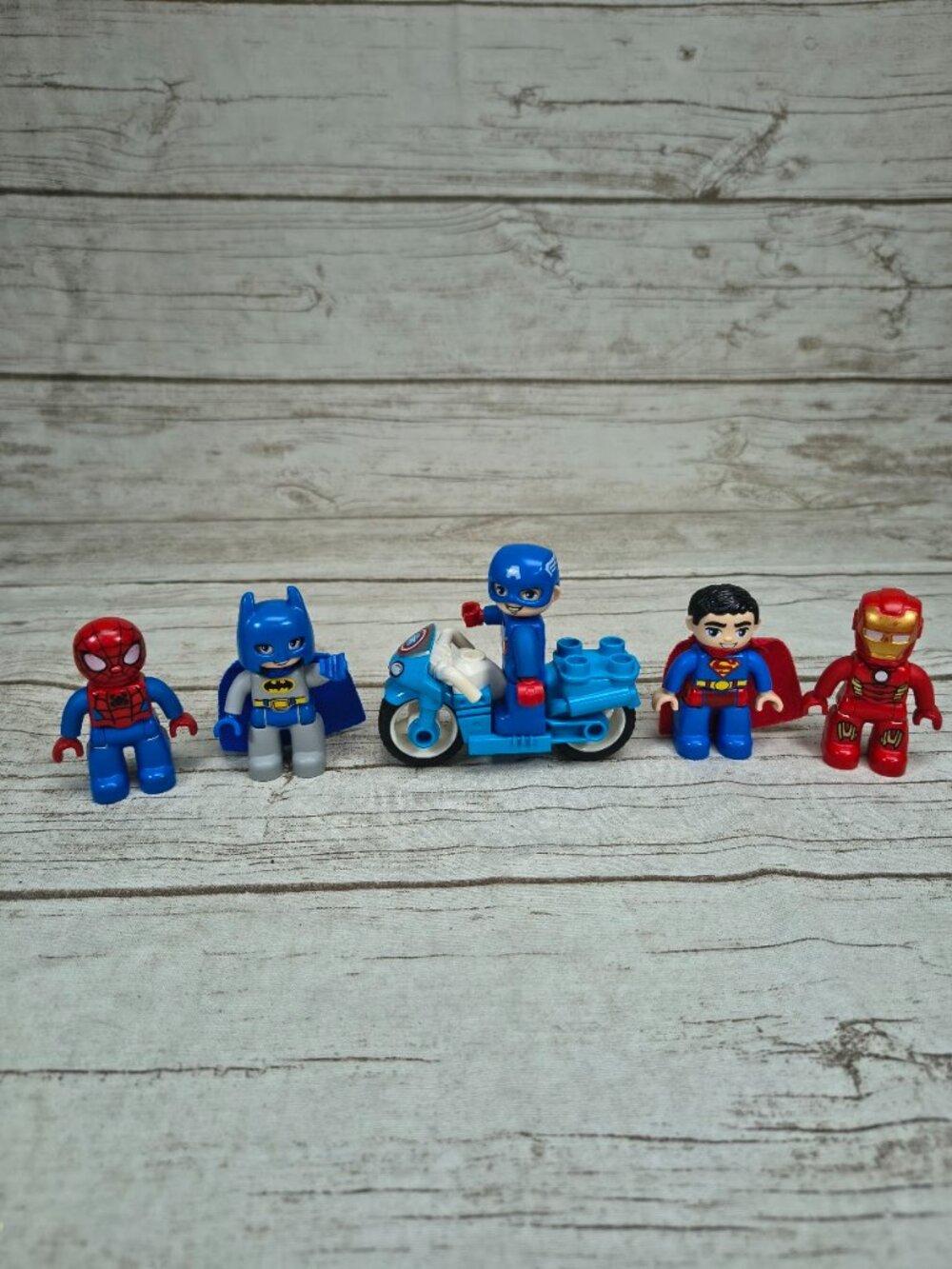 LEGO DUPLO Superhero Minifigure Lot with Captain America Motorcycle (5 Figures)